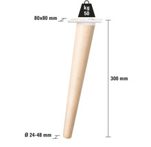 Möbelfuß aus Holz, 300 mm hoch, mit einer Traglast von 50 kg