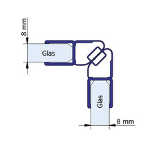 Eckverbindung für 8 Millimeter Glas
