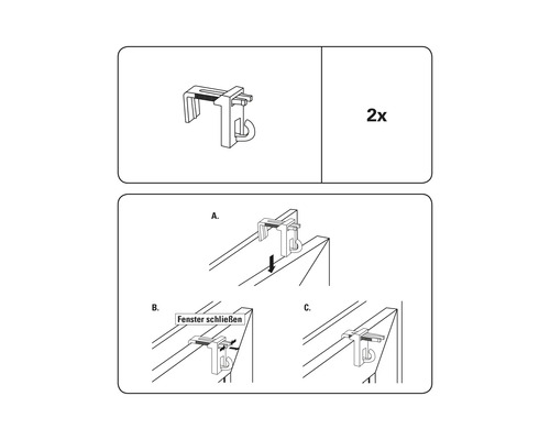 Abbildung einer Fensterbefestigung mit Montageanleitung