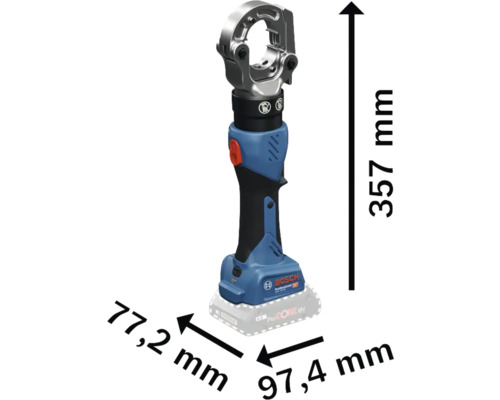 Bosch Akku-Presswerkzeug mit Maßangaben