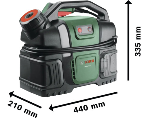 Bosch Fontus 18V-6 Akku-Reiniger mit den Maßen 440 mm Länge, 210 mm Breite und 335 mm Höhe