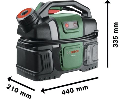 Bosch Fontus 18V-6 Akku-Reiniger mit den Maßen 210 mm x 440 mm x 335 mm