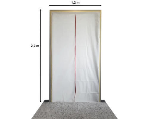 Staubschutztür mit den Maßen 1,2 Meter mal 2,2 Meter