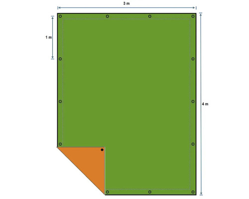 Plane mit Ösen, Abmessungen drei mal vier Meter