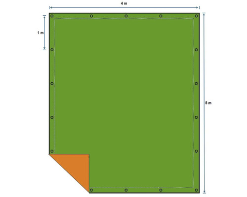 Plane mit Ösen, Maße 4 Meter mal 5 Meter