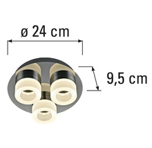 Abmessungen einer Deckenleuchte, Durchmesser 24 cm, Höhe 9,5 cm