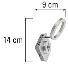 Abmessungen einer Wandleuchte: 14 cm Höhe und 9 cm Breite.