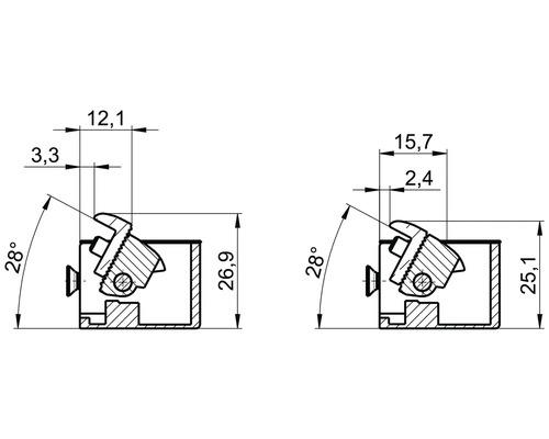 Technische Zeichnung eines Möbelrolladens mit Maßangaben