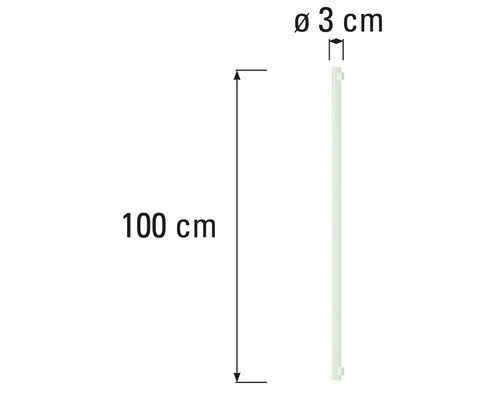 Heizkörper Seitenprofil mit den Maßen 100 cm Länge und 3 cm Durchmesser