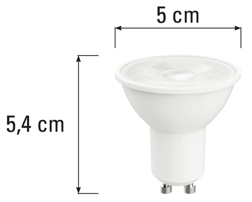 GU10 LED-Lampe mit den Maßen 5,4 cm Höhe und 5 cm Breite