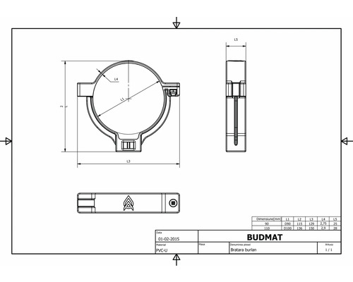 Technische Zeichnung eines Rohrschellen Produkts