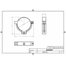 Technische Zeichnung einer Rohrschelle mit Maßangaben