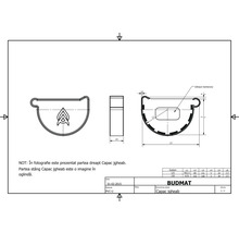 Technische Zeichnung eines Dachrinnenendstücks