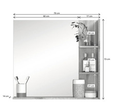 Badezimmerspiegel mit Regal und Maßangaben
