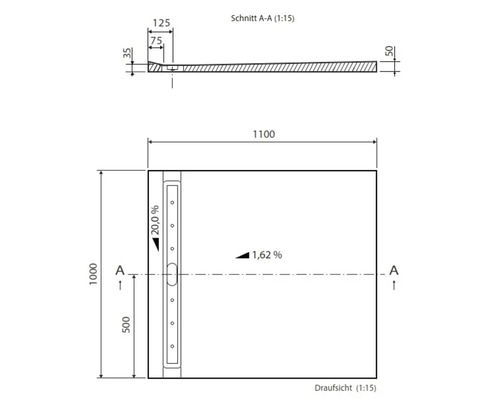 Technische Zeichnung mit Maßangaben