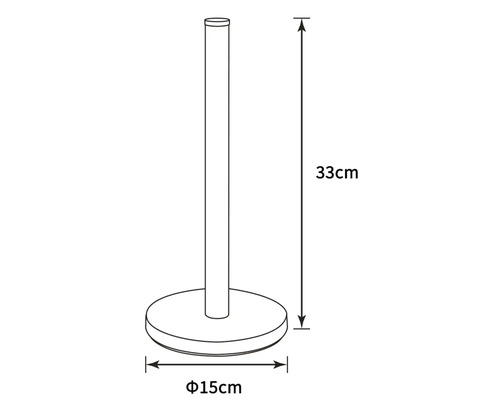 Papierrollenhalter mit den Maßen 33 cm Höhe und 15 cm Durchmesser