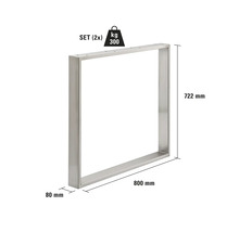 Tischgestell aus Metall, Maße 800 x 722 mm, Set mit zwei Stück, Traglast 300 kg