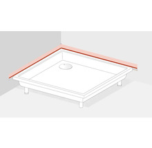 Eckdusche mit Dichtband zur Wandabdichtung