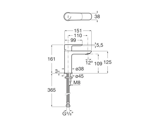 Maße einer Waschtischarmatur