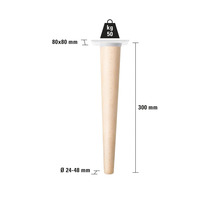 Möbelfuß aus Holz, 300 mm lang, belastbar bis 50 kg