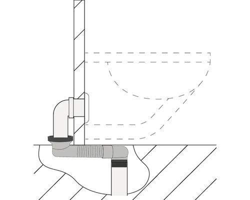 Illustration einer Toilette mit Abwasseranschluss