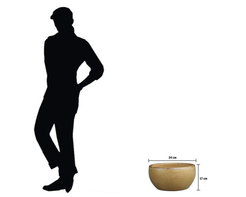 Dekorative Pflanzschale mit den Maßen 34 cm mal 17 cm.