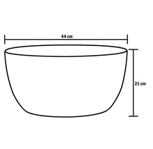 Skizze einer Schale mit den Maßen 44 cm Breite und 21 cm Höhe
