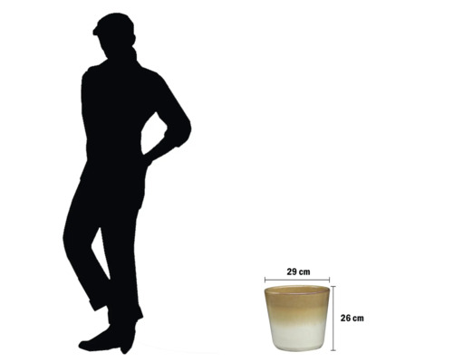 Keramik Blumentopf mit Höhenangabe und Breitenangabe