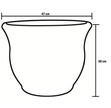 Abbildung eines Pflanzgefäßes mit Maßangaben: 47 cm Breite und 38 cm Höhe