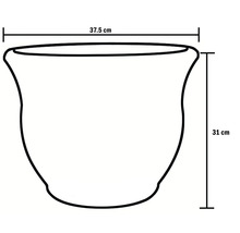 Abbildung eines Pflanzgefäßes mit Maßangaben: 37,5 cm breit, 31 cm hoch