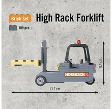 Hochregalstapler Bausatz mit 109 Teilen und Hornbach Logo.
