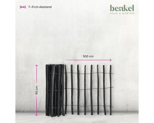 Sichtschutzzaun aus Holz mit den Maßen 90 cm x 500 cm