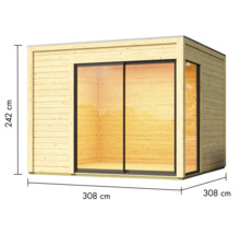 Gartenhaus aus Holz mit Schiebetür und Fenster, Maße 308 x 308 x 242 cm