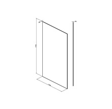 Technische Zeichnung einer Duschwand mit den Maßen 2100 mm Höhe, 1160 mm Breite und 8 mm Dicke.