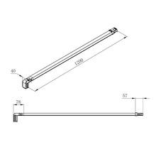 Technische Zeichnung eines Metallprofils mit Maßangaben