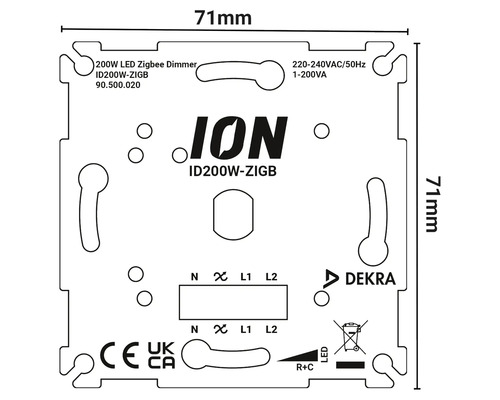 ION 200 Watt LED Zigbee Dimmer Maße