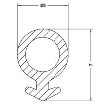 Technische Zeichnung einer Dichtung mit den Maßen 5 mm und 7 mm