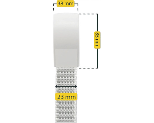 Produktmaße: 85 Millimeter Höhe, 38 Millimeter Breite und 23 Millimeter Tiefe
