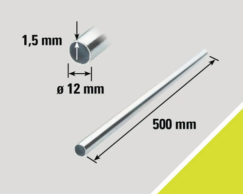 Aluminiumrohr, 500 Millimeter lang, Durchmesser 12 Millimeter, Wandstärke 1,5 Millimeter