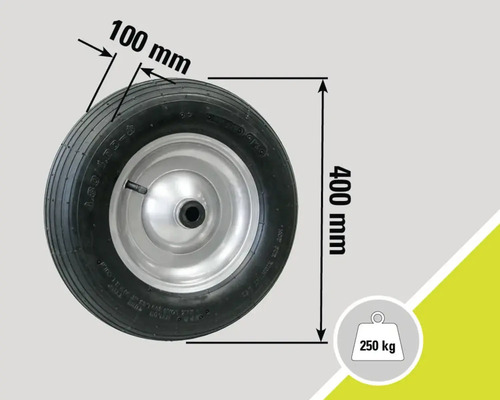 Schubkarrenrad mit den Maßen 400 mm x 100 mm und einer Traglast von 250 kg