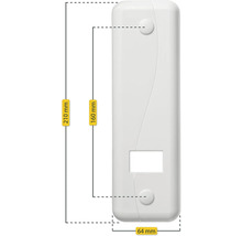 Abbildung einer weißen Gehäuseabdeckung mit den Maßen 210 mal 64 Millimeter.