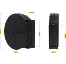 Schlauchtrommel aus Kunststoff, Abmessungen 164 x 163 x 41,4 mm