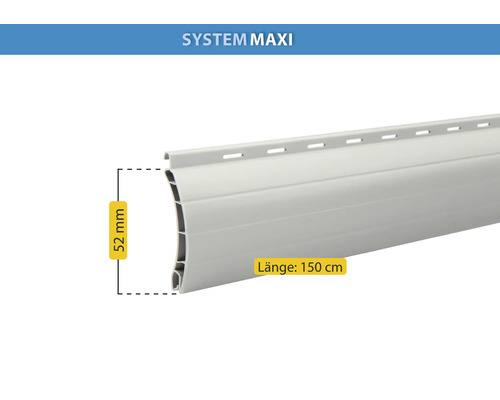Rollladenprofil mit einer Länge von 150 cm und einer Höhe von 52 mm