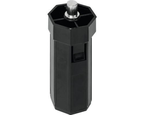 Schwarzer Möbelfuß mit Metalleinsatz