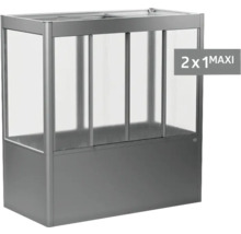 Hochbeet aus Metall und Glas mit Schiebetüren