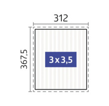 Illustration der Abmessungen 312 mal 367,5 mit einem Bereich von 3 mal 3,5