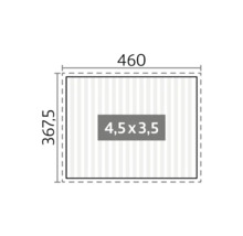 Abmessungen: 460 x 367,5 cm, Fenster: 4,5 x 3,5 cm