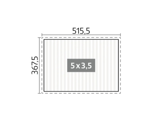 Grundriss mit den Maßen 515,5 x 367,5 und der Angabe 5 x 3,5