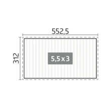 Technische Zeichnung mit Abmessungen 552,5 mal 312 und Flächenangabe 5,5 mal 3