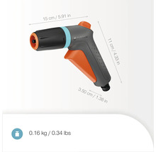 Gartenspritzpistole mit Maßen und Gewicht